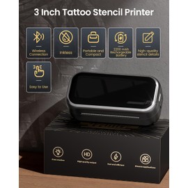 TP31 Stencil Printer for Tattooing, 3 Inch Tattoo Transfer Printer, Mini Bluetooth Tattoo Machine with 30pcs Transfer Paper for Tattoo Enthusias/Beginners/Artists, Compatible with Tablet & Smartphone