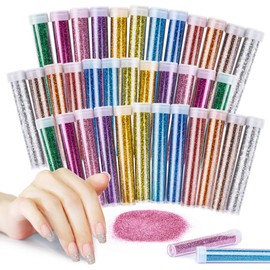 MAQIHAN 36 PCS Ultra Fine Glitter for Crafts - Glitter Powder Rainbow Glitter Glitter for Slime Nail Glitter Craft Glitter for Resin Glitter for Body Hair Face Glitter Bulk Glitter Set of 12 Colors