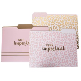 Graphique Designer “Very Important” File Folders | Set of 9 (3 Designs) | Letter Size Organizers | Decorative Office Supplies | Durable Coated Cardstock | Gold Foil Lettering | 1/3-Cut Tabs,Leopard