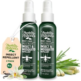 Deet-Free Insect & Mosquito Repellent Pack of 2 (8 oz) – Nice Smelling Insect Repellent with Lemongrass Oil Safe for Pets and Kids – Bug Spray for Mosquitoes, Gnats, Black Flies, and No-See-ums - Color: Green, Size: 8 Fl Oz (Pack of 1)