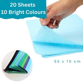 Coloured Tissue Paper for Crafts for Wrapping Gifts 50x70CM 20 Sheets 10 Colours Kids DIY Craft Kit Colourful Vibrant Palette by Envenzo (Vibrant Pastels)
