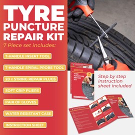 GADLANE Premium Tubeless Tyre Repair Kit - 7pcs Flat Tyre Repair Kit for Car, Motorcycle, Truck, ATV, Jeep, Tractor & More - Tubeless Car Tyre Puncture Repair Kit - Car Emergency Kit Tyre Repair