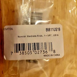 EMTEK Norwich Mushroom Cabinet Wardrobe Knob 1-5/8" 86611 US 19 Flat Black - New
