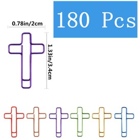 Cute Cross Paper Clips (180 Pack), Colored Cross Paper Clips, Paper Clamps for Students Teachers Bible Journaling and Daily Office Use