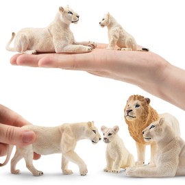 TOYMANY 6PCS Lion Figure, White Lion Figure Set, Wild Animal Figure, Animal Models, Parent and Child, Home, Realistic Animal Models, Popular Animals, Toys, Toys, Birthday Present, Christmas, New Year,