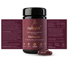 rubyni® Made from Elderberry (90 capsules) • 300 mg elderberry extract high dose • ElderCraft® • Black elderberry extract • Strengthen immune system