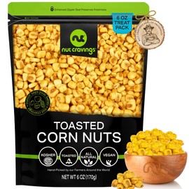 NUT CRAVINGS - Toasted Corn Nuts, Roasted & Salted, Crunchy Kernels - Original Flavor (6oz - 1 Pack) Packed Fresh in Resealable Bag - Healthy Snack, Protein Food, All Natural, Vegan, Kosher