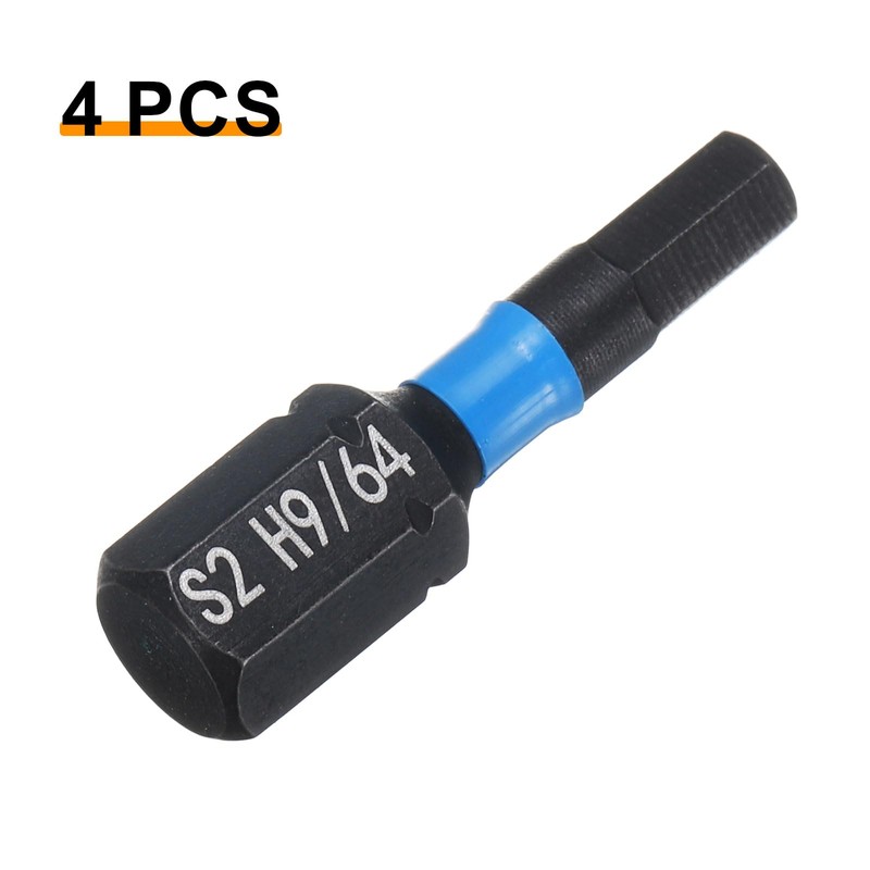 HARFINGTON 4pcs H9/64 SAE Hex Screwdriver Bit 1/4" Hex Shank