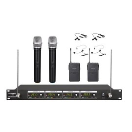 GTD Audio G-380HL VHF Wireless Microphone System with 2 Handheld & 2 Headset, Lavalier (Lapel) mics