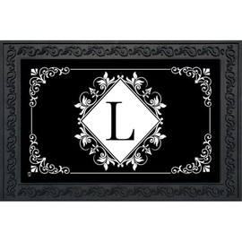 Briarwood Lane Black and White Monogram L Doormat