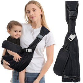 GoaePode Baby Carrier Sling with Side Support Straps, Hands Free Adjustable Toddler Sling Carrier Newborn to Toddler Carrying with Cushioned Shoulder Straps, Ergonomic M-leg Health, 0-36 Months(Black)