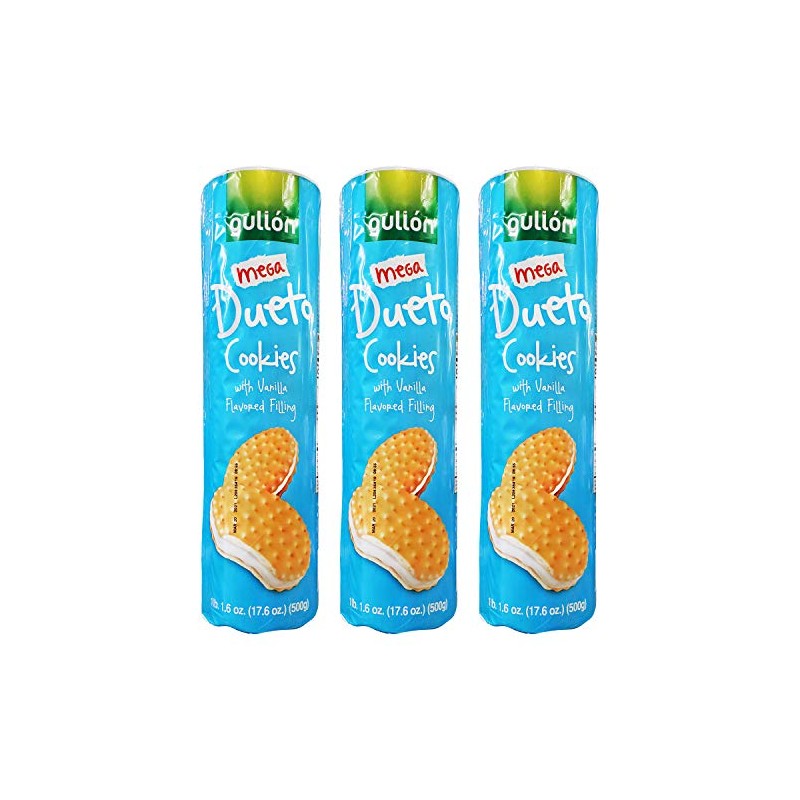 Gullon Mega Dueto Cookies with Vanilla Flavored Filling (3 Pack,