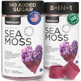Multimineral Sea Moss Gummies 3000 Mg with Probiotic, Bladderwrack, Black Seed Oil, Ashwagandha, Burdock Root (2 Pack) - Irish Seamoss for Immunity, T