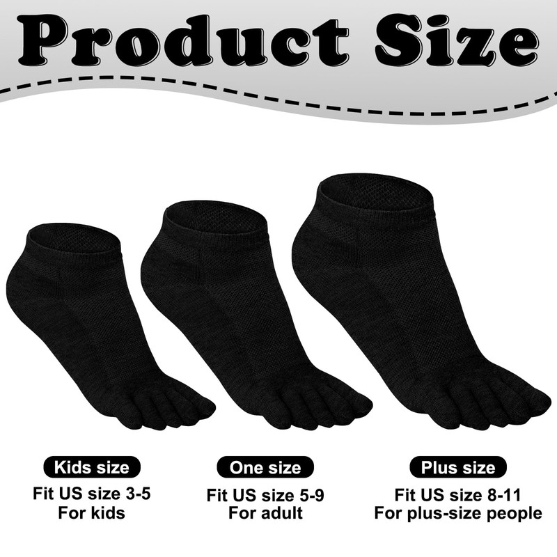 6 Pares Calcetines de Cinco Dedos de Algodón Mujer Color