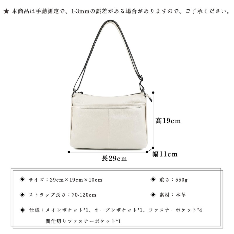 MFFOR Women's Genuine Leather Shoulder Bag, Crossbody Bag with Many