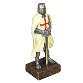 Medieval Templar Knight in Battle Armor Painted Resin Statue Figurine - 10 Inches High - Capturing The Spirit of Medieval Courage, Chivalrous Valor and Honor