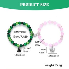 XFSRG Magnetic Couples Bracelets Friendship Bangle Couples with Heart-Shaped Magnets Gluck BFF Bracelet Beads Stretch Bracelet Friendship Bracelets Bracelets for Men and Women, Glass