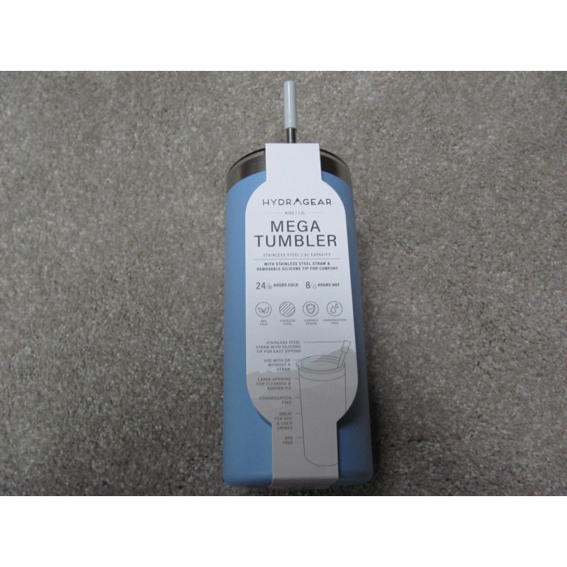 HydrAgear 42 Oz Mega Tumbler Stainless with Stainless Steel Straw