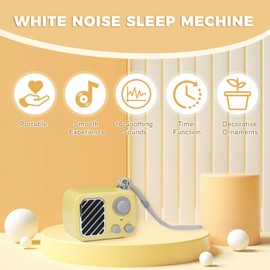 White Noise Sounds Machine with 16 Soothing Sounds Portable Sleep Device for Adults Baby Kids Sleeping Smooth Volume Experience Timer Function for Home Office Outdoor(Butter Yellow)