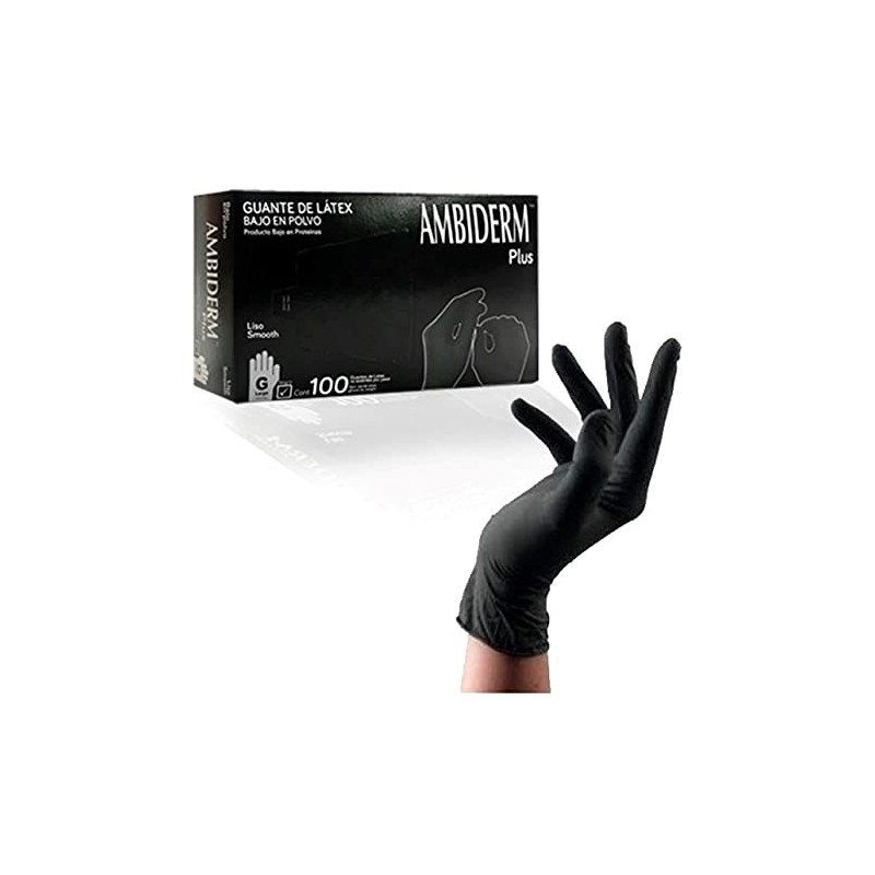AMBIDERM Guante de Látex No Estéril Plus Negro