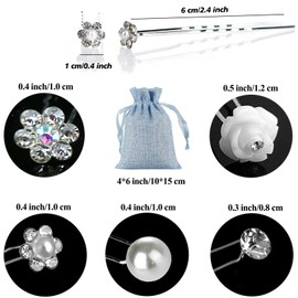 ZOCONE 51 PCS Wedding Hairpins Hair Clips, Crystal Pearl Bridal Hairpins Rhinestone Wedding Flower Hair Pins Silver Bride Hairpin Wedding Hair Accessories for Bridal Women Bridesmaid Holy Communion(B)