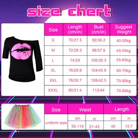 Herefun 80s Clothing Women's Set, Costume Women's Accessories, 80s Outfit Women, Headband, Necklace, Bracelet, Earring, Mesh Yarn Skirt, Leg Warmers, Gloves for Women, Carnival Costume Accessories