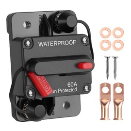 Voltrish 60 Amp Marine Circuit Breaker Switch for Trolling Motor Battery Box, Premium 12V - 48V 60A DC Breaker for Boat Motor, RV, Solar Panel & Car Audio, One-Click Reset, No Fuse Needed