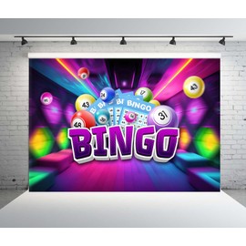Loccor 5x3ft Fabric Bingo Backdrop Bingo Night Game Time Snooker Cards Contest Winning Ball Party Decorations Gaming Background Photo Studio Props