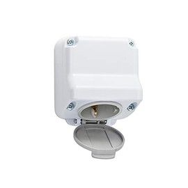 Surface-Mounted Wet Room Schuko Sockets 1-Way or 2-Way IP66 Even When Plug is in Operation (1-Way)