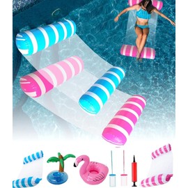 Air Mattress Water, Air Mattress Pool, 4 in 1 Inflatable Water Hammock, Water Toy Floating Air Mattress Chair, Inflatable Swimming Bed Hammock (Set 2)