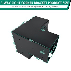 VoTwoofv Pergola Bracket kit 4x4,4-Way Right Angle Corner Bracket Woodworks Pergola kit for Wood Beam (Actual: 3.5" x3.5'') Outdoor Gazebos, Patio Pergolas, Log Cabins - 2 Pack…