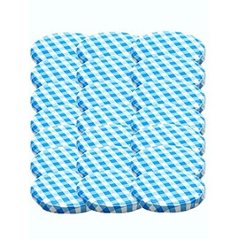 48 Twist-Off Lid Closures Replacement Lid for Jars Preserving Jars To 66 Suitable for 70/125/167 ml (Blue Checked)