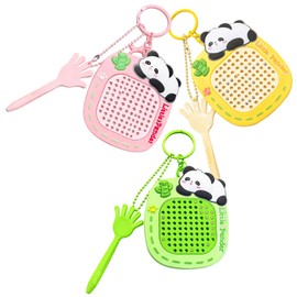 DNTHYRIN 3PCS Panda Suction Drawing Board Maze Set, Portable Keyring Board Fidget with Key Fidget Style, Beads Design, Inspired Keychain in Green, Yellow, Pink
