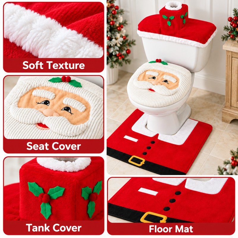 Santa Claus Toilet Seat Cover for Christmas Decor – Soft