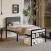 Fly-CTsoar 18 Inch Twin Bed Frame with Upholstered Headboard and