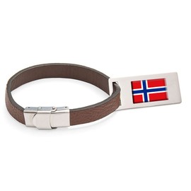 Norway Flag Leather Luggage Tag Steel Engraved Text