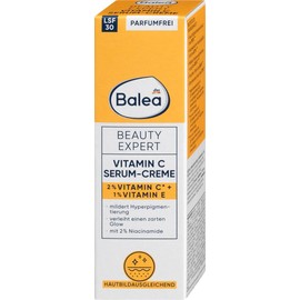 Balea 2er-Set Hautpflege: Beauty Expert VITAMIN C Serum-Creme, LSF 30, UVA-Schutz, mildert Hyperpigmentierung, schenkt strahlenden Glow & Feuchtigkeit (50 ml) + Bodylotion MAKE A WISH (200 ml), 250 ml