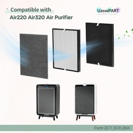 Air220 Air320 Filter Compatible with Bissell Air 220 Filters Replacements for Air220 2609A & Air320 2768A, Compare to Part# 2677 2678 2804, 1 True HEPA w/Pre-filter+1 Activate Carbon+4 Pre-filters