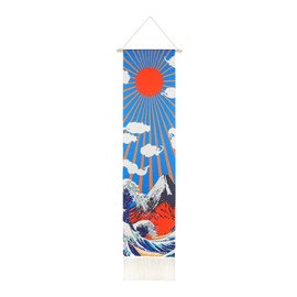 LIGICKY Japanese Decor Long Tapestry Wall Hanging with Tassels Ukiyoe Hokusai The Great Wave off Kanagawa Wave Sunset Fuji Mountain Tapestry for Living Room Bedroom Dorm Decor (12.8 x 51.2 inches)
