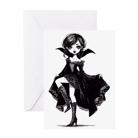 CafePress Vampire Girl Folded Greeting Card Matte