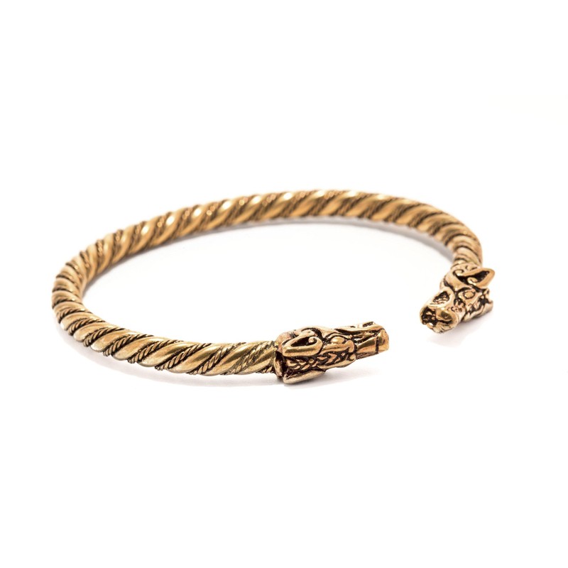 Windalf Viking Women's Bronze Bangle Dracon 5.7 cm Corded Dragon