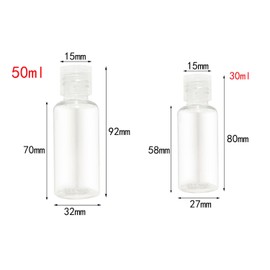 QIRUIRED 5 Pieces Flip Cap Bottles Plastic Empty Transparent Containers Bottle Refillable Squeeze for Travel Shampoo Cosmetic Lotion Toiletries (30ML)