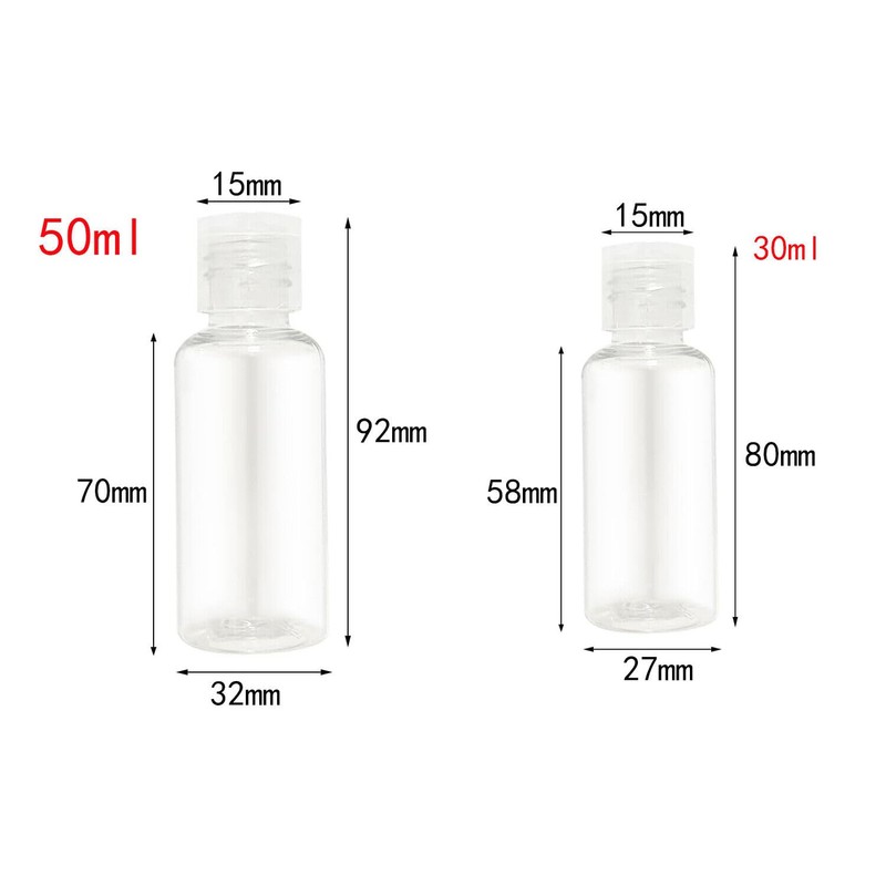 QIRUIRED 5 Pieces Flip Cap Bottles Plastic Empty Transparent Containers