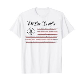 WE THE PEOPLE US Constitution Gadsden Flag Patriotic White T-Shirt for Women Men