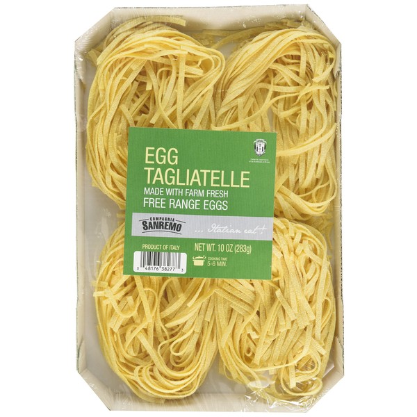 Compagnia Sanremo Pasta Italian Egg Tagliatelle Pasta - Non-Gmo, Free Range Egg Traditional Tagliatelle - 10 Oz (Pack Of 1) - Product Of Italy