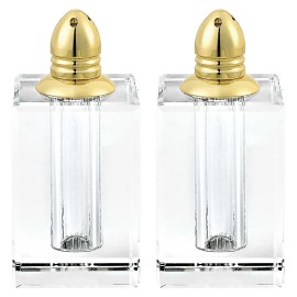 Homeroots Handcrafted Optical Crystal And Gold Large Size Salt And Pepper Shakers