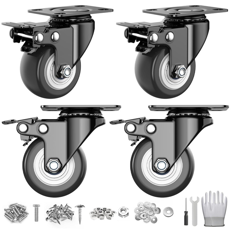 2 Inch Caster Wheels Set of 4, Heavy Duty Casters