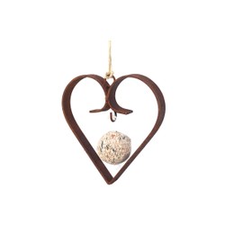 Bird Feeder Heart Fat Ball Holder for Hanging Made of Metal in Patina, Feeder Bird Decoration Heart