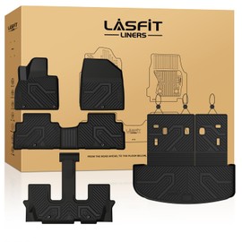 LASFIT Floor Mats & Backrest Mats & Cargo Mat for Kia Telluride 2025 2024 2023 2022 2021 2020, All Weather TPE Custom Fit Floor Liners with Full Set Car Mats & Trunk Mats Accessoires, Black