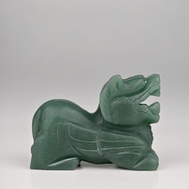 Hand-Carved Green Jade Pixiu Statue - Feng Shui Wealth and Protection Symbol